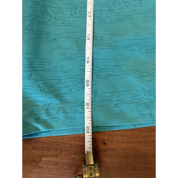 Peter Millar Golf Shorts Size 46R - Aqua With Abstract Fishing Design - Picture 6 of 8